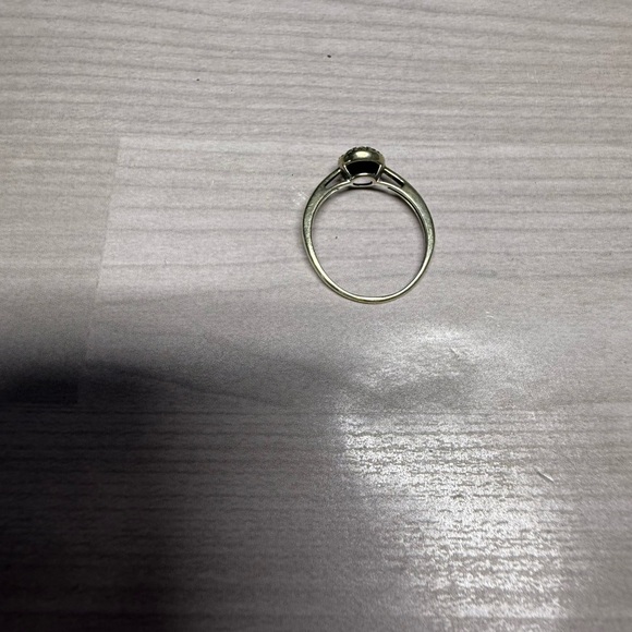 10k Solid Gold Solitaire Ring with Diamonds - Picture 3 of 7